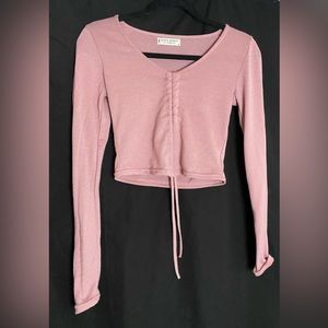 Pink long sleeve crop top